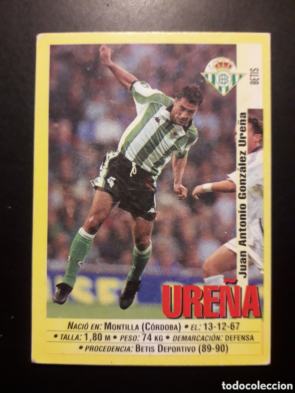 Cromos de f&uacute;tbol: URE&Ntilde;A, BETIS PANINI LIGA 1999-2000 99 00 N&deg; 195 SIN PEGAR. PEDIDO M&Iacute;NIMO 3&euro;