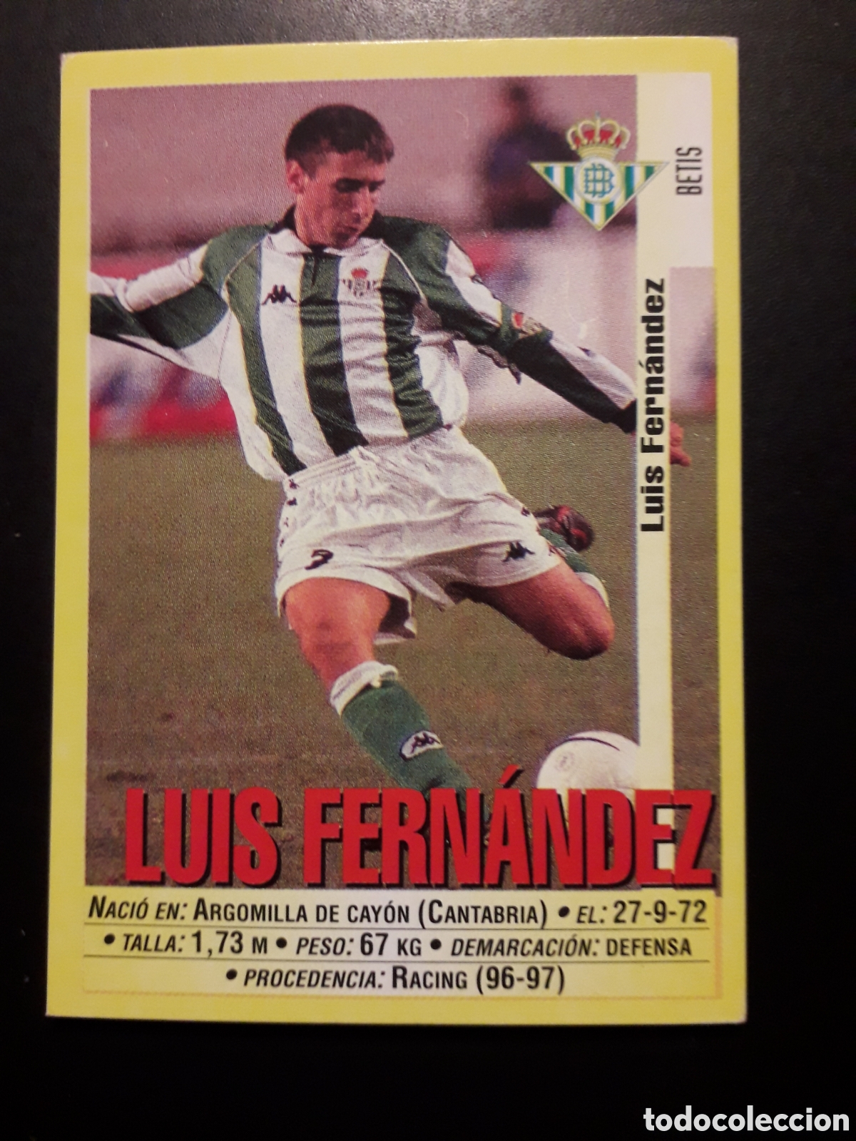 Cromos de f&uacute;tbol: LUIS FERN&Aacute;NDEZ, BETIS PANINI LIGA 1999-2000 99 00 N&deg; 197 SIN PEGAR. PEDIDO M&Iacute;NIMO 3&euro;