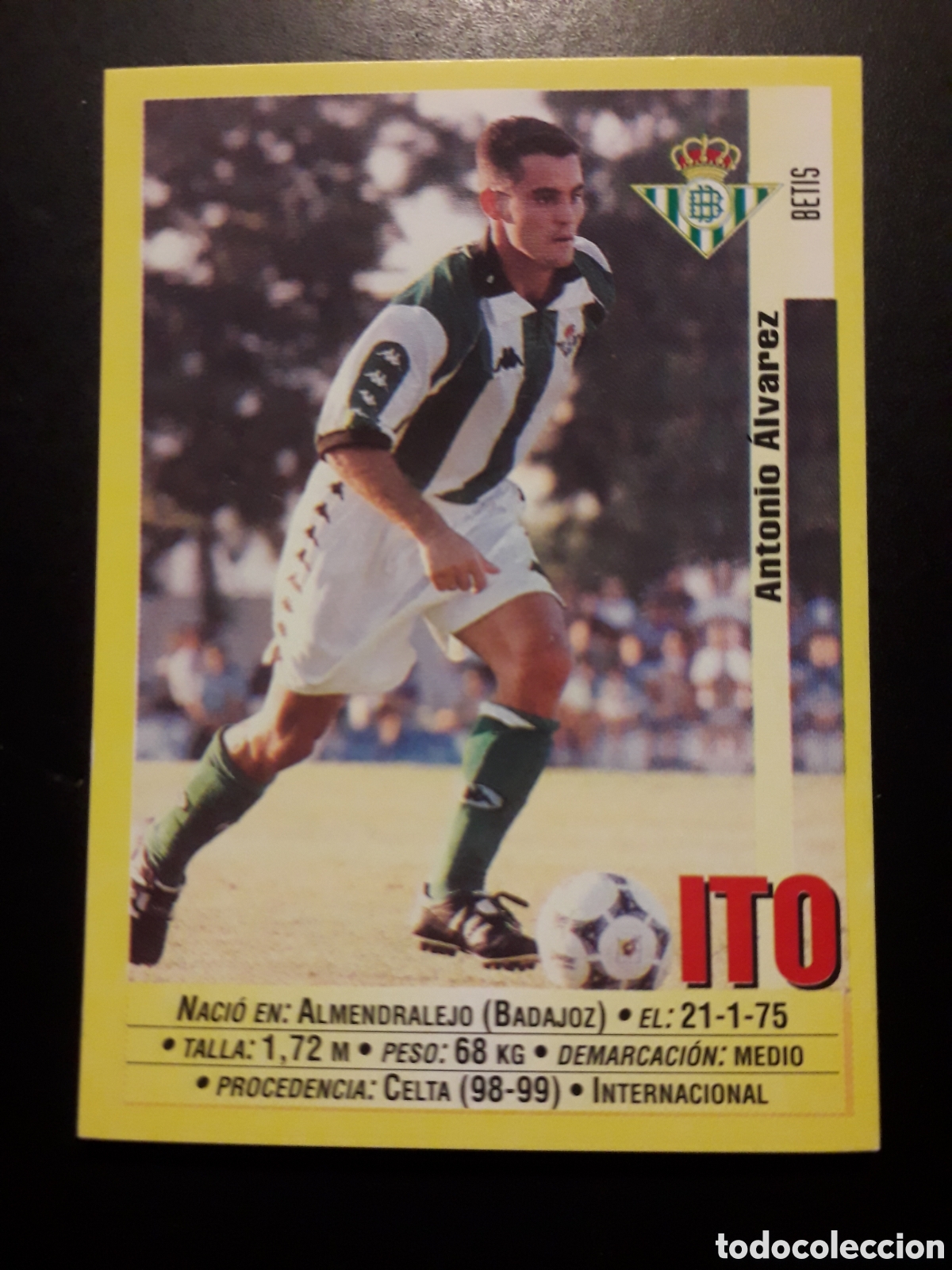 Cromos de f&uacute;tbol: ITO, BETIS PANINI LIGA 1999-2000 99 00 N&deg; 199 SIN PEGAR. PEDIDO M&Iacute;NIMO 3&euro;