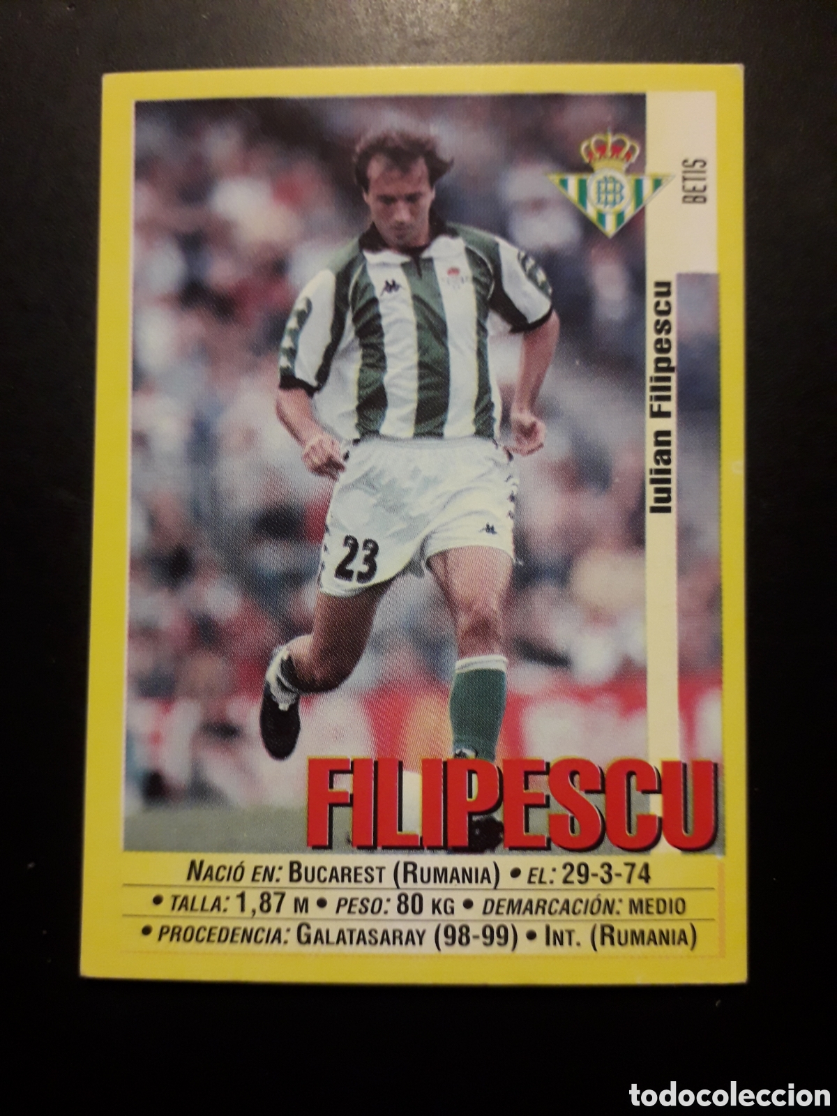 Cromos de f&uacute;tbol: FILIPESCU, BETIS PANINI LIGA 1999-2000 99 00 N&deg; 200 SIN PEGAR. PEDIDO M&Iacute;NIMO 3&euro;