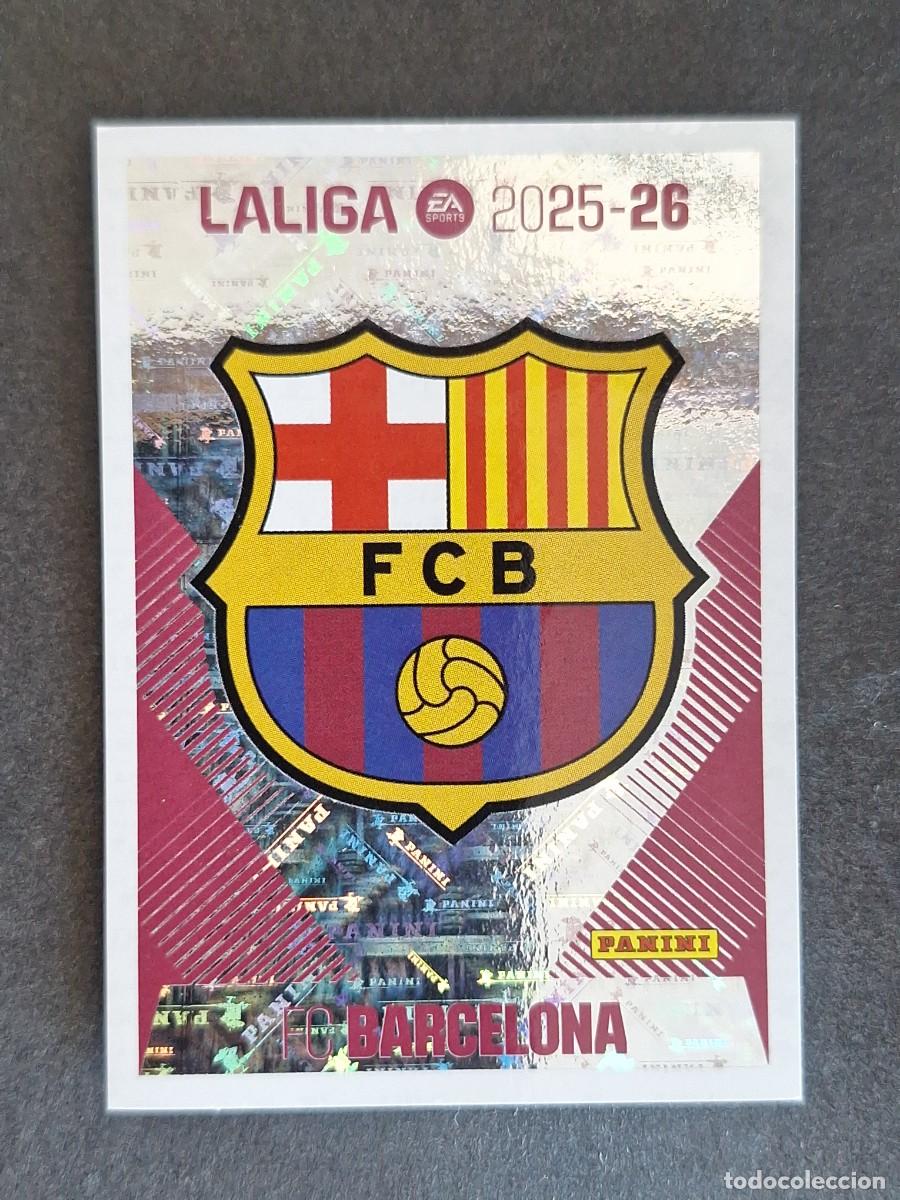 Cromos de f&uacute;tbol: ESCUDO F. C. BARCELONA LIGA ESTE 2025 2026 25 26 NUNCA PEGADO SIN PEGAR