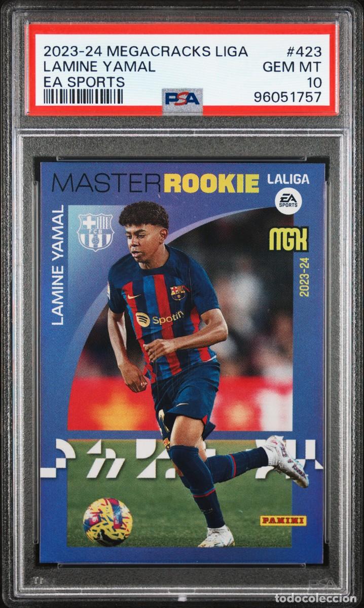 Cromos de f&uacute;tbol: Master Rookie Lamine Yamal #423 FC Barcelona Panini Megacracks 2023 2024 PSA 10