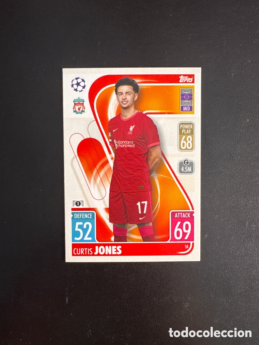 Cromos de f&uacute;tbol: JONES LIVERPOOL N&Uacute;MERO 58 MATCH ATTAX 2021 2022