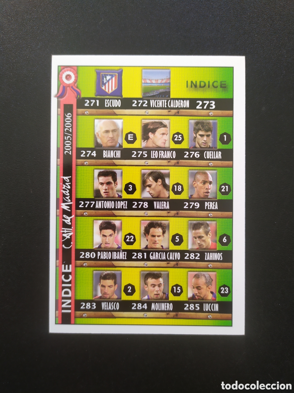 Cartes &agrave; collectionner de Football: Mundicromo fichas Liga 2005 2006 05 06 indice n&deg; 273 Atl&eacute;tico Madrid