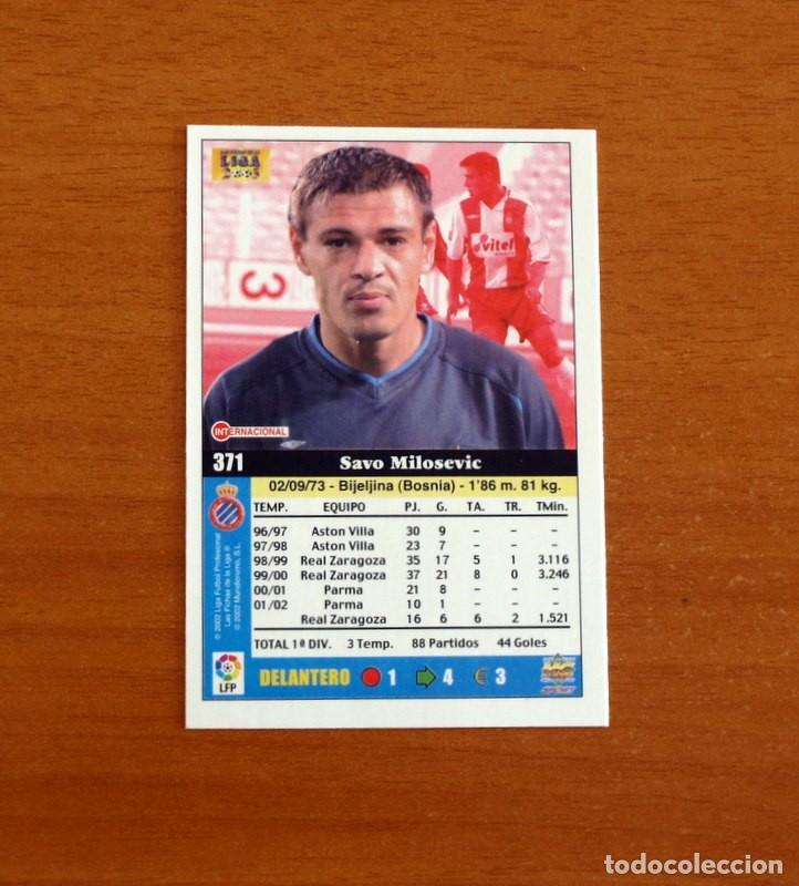 Cromos de f&uacute;tbol: R.C.D. Espanyol-Espa&ntilde;ol - N&ordm; 371 Milosevic - Mundicromo Las Fichas de la Liga 2002-2003-02-03
