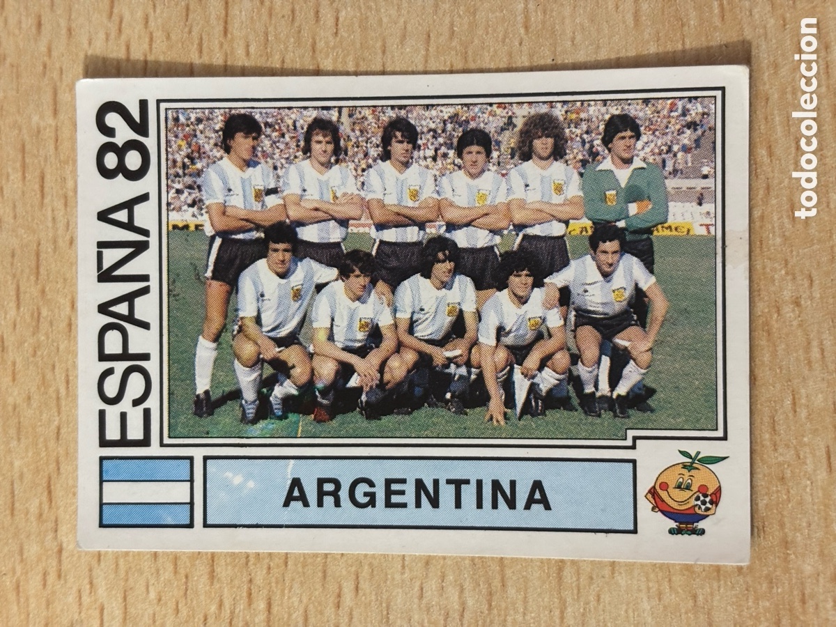 Cromos de Futebol: # 165 Alineaci&oacute;n Argentina con Maradona Mundial Espa&ntilde;a 82 sin pegar Panini