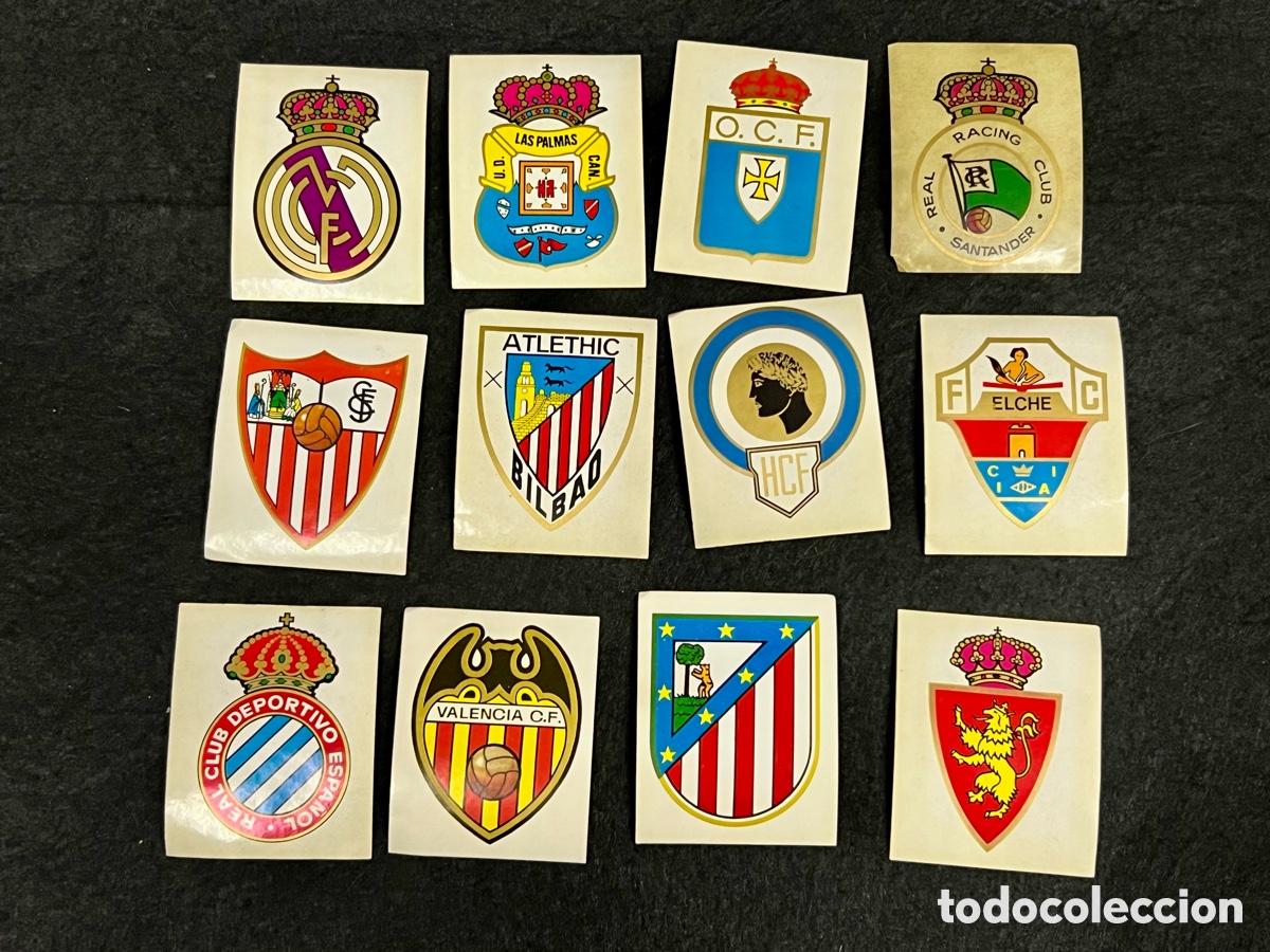 Cartes &agrave; collectionner de Football: ESCUDOS Y EQUIPOS EDICIONES ESTE 1975-76 LOTE DE 12 CROMOS SIN PEGAR.