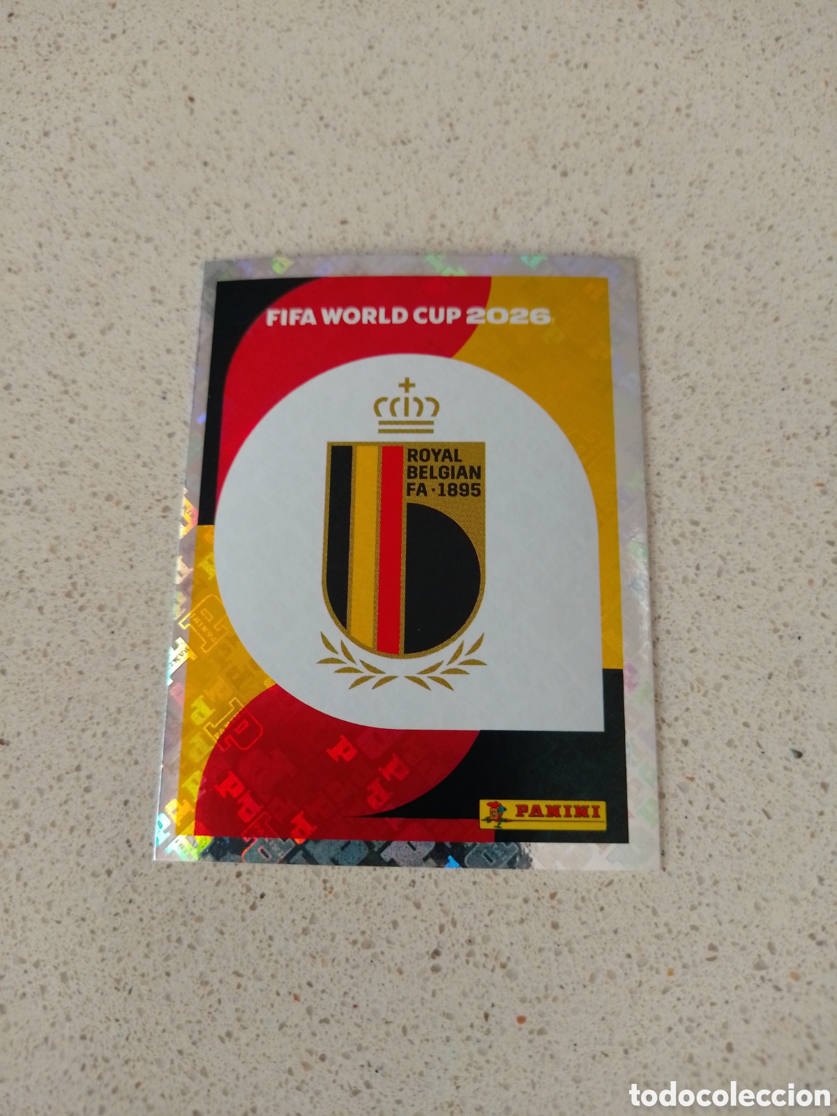 Cromos de f&uacute;tbol: CROMO NUMERO 1 ESCUDO BELGICA. MUNDIAL 2026. PANINI.