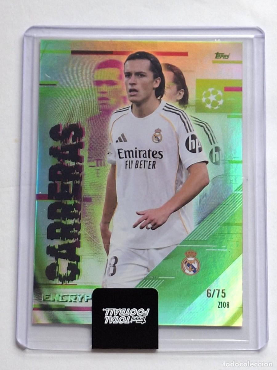 Cromos de f&uacute;tbol: PARALLEL Green 6/75 Encrypted #2108 &Aacute;LVARO CARRERAS (Real Madrid) - TOPPS Total Football 2025-26