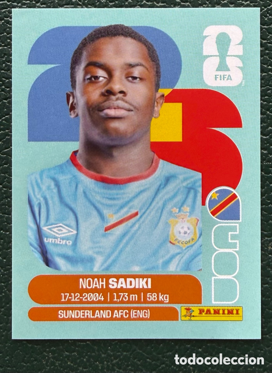 Cromos de f&uacute;tbol: COD 12 NOAH SADIKI REP&Uacute;BLICA DEMOCR&Aacute;TICA DEL CONGO CROMOS ALBUM FIFA WORLD CUP MUNDIAL 2026 PANINI