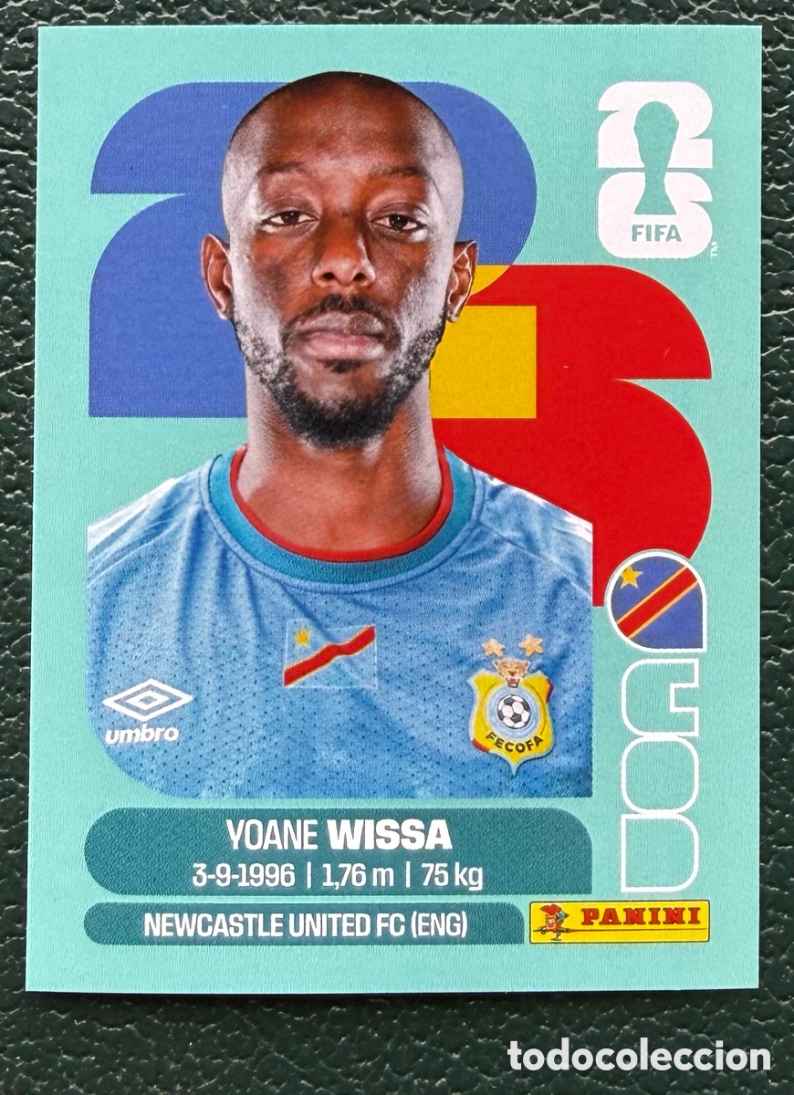 Cromos de f&uacute;tbol: COD 16 YOANE WISSA REP&Uacute;BLICA DEMOCR&Aacute;TICA DEL CONGO CROMOS ALBUM FIFA WORLD CUP MUNDIAL 2026 PANINI