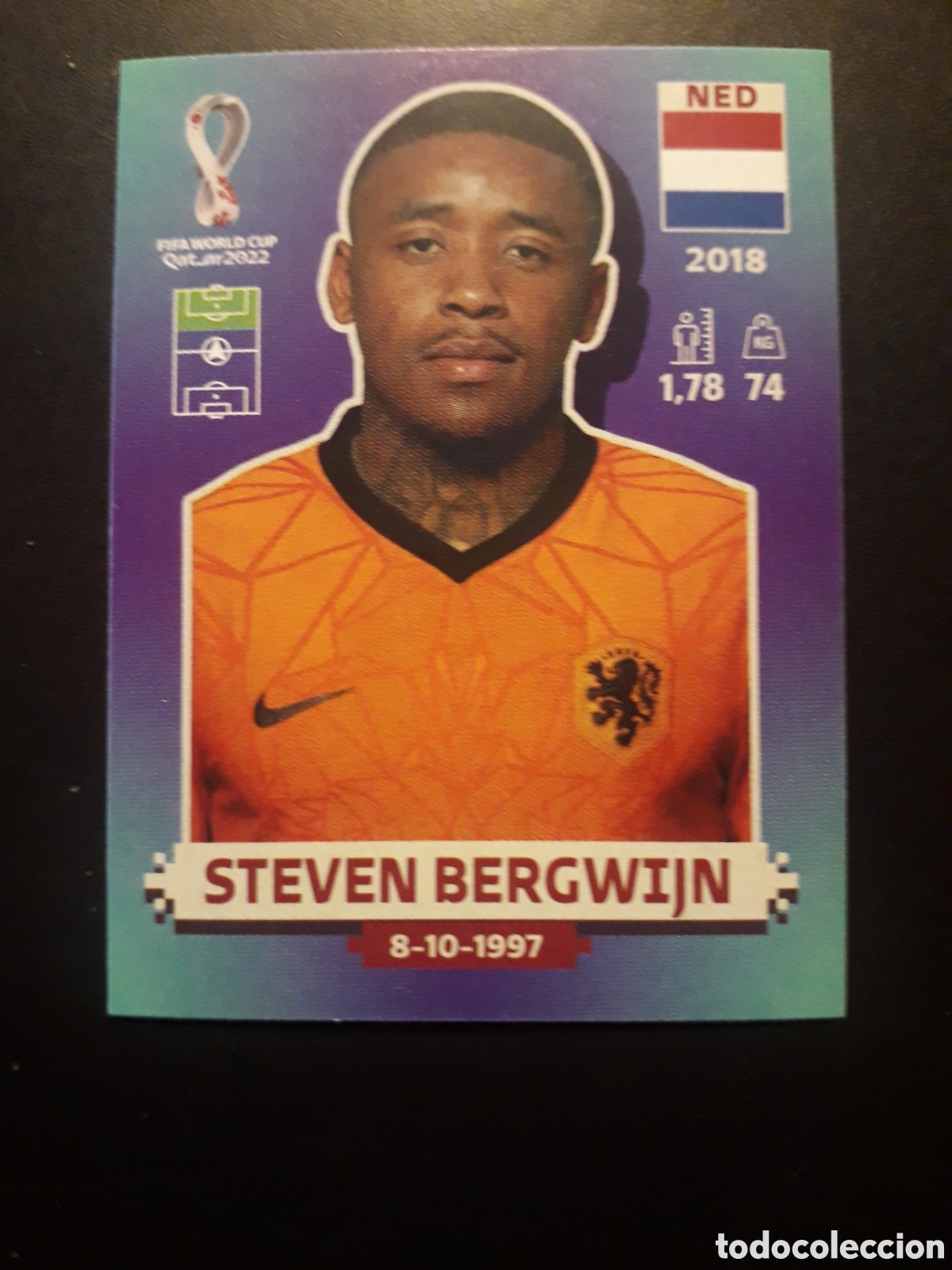 Cromos de f&uacute;tbol: STEVEN BERGWIJN HOLANDA N&deg; 16 COPA MUNDIAL DE F&Uacute;TBOL QATAR 2022 22 PANINI SIN PEGAR PEDIDO M&Iacute;NIMO 3&euro;