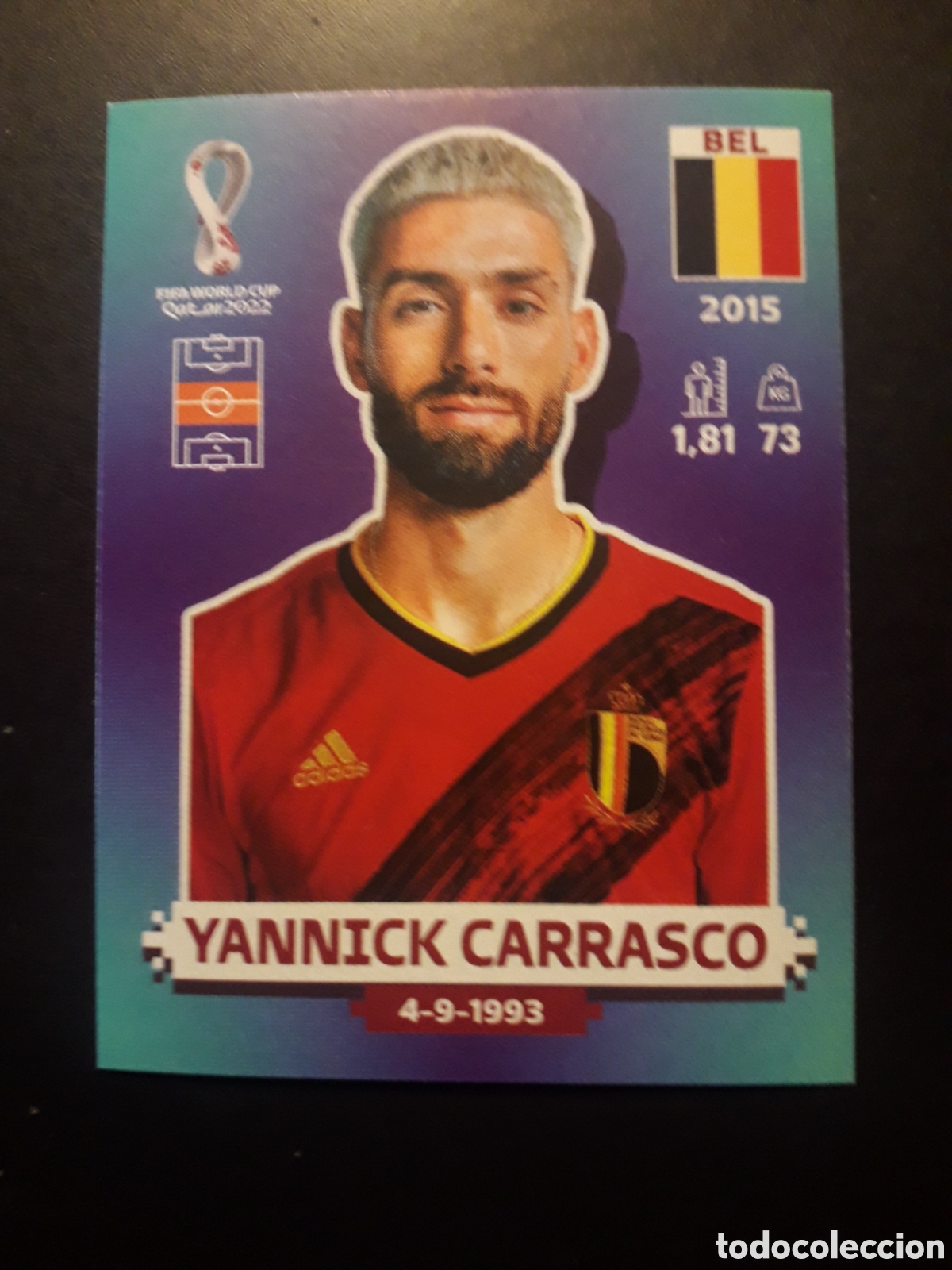 Cromos de f&uacute;tbol: YANNICK CARRASCO B&Eacute;LGICA N&deg; 10 COPA MUNDIAL DE F&Uacute;TBOL QATAR 2022 22 PANINI SIN PEG PEDIDO M&Iacute;NIMO 3&euro;