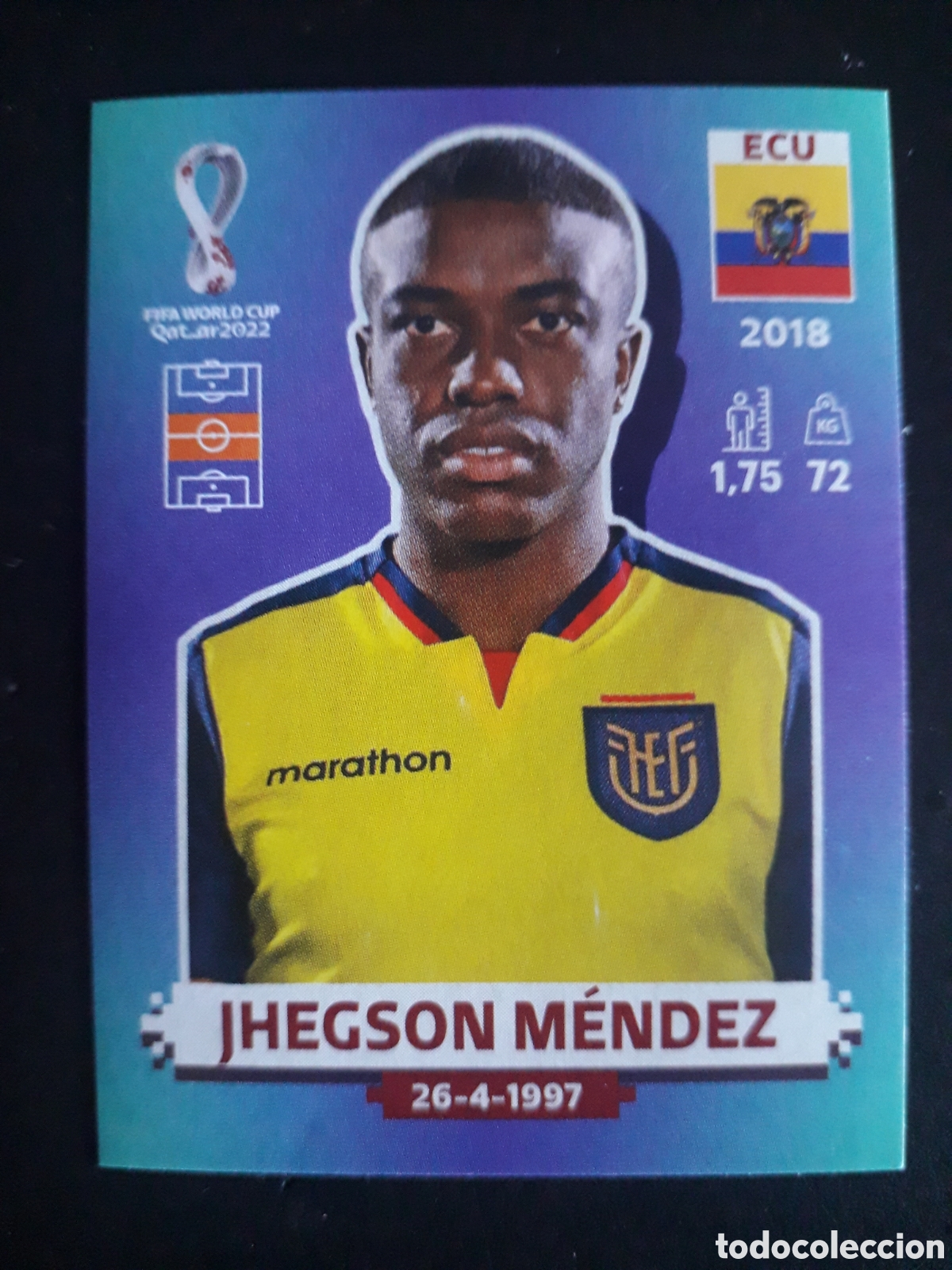 Cromos de Futebol: JHEGSON M&Eacute;NDEZ ECUADOR N&deg; 14 COPA MUNDIAL DE F&Uacute;TBOL QATAR 2022 22 PANINI SIN PEGAR PEDIDO M&Iacute;NIMO 3&euro;.