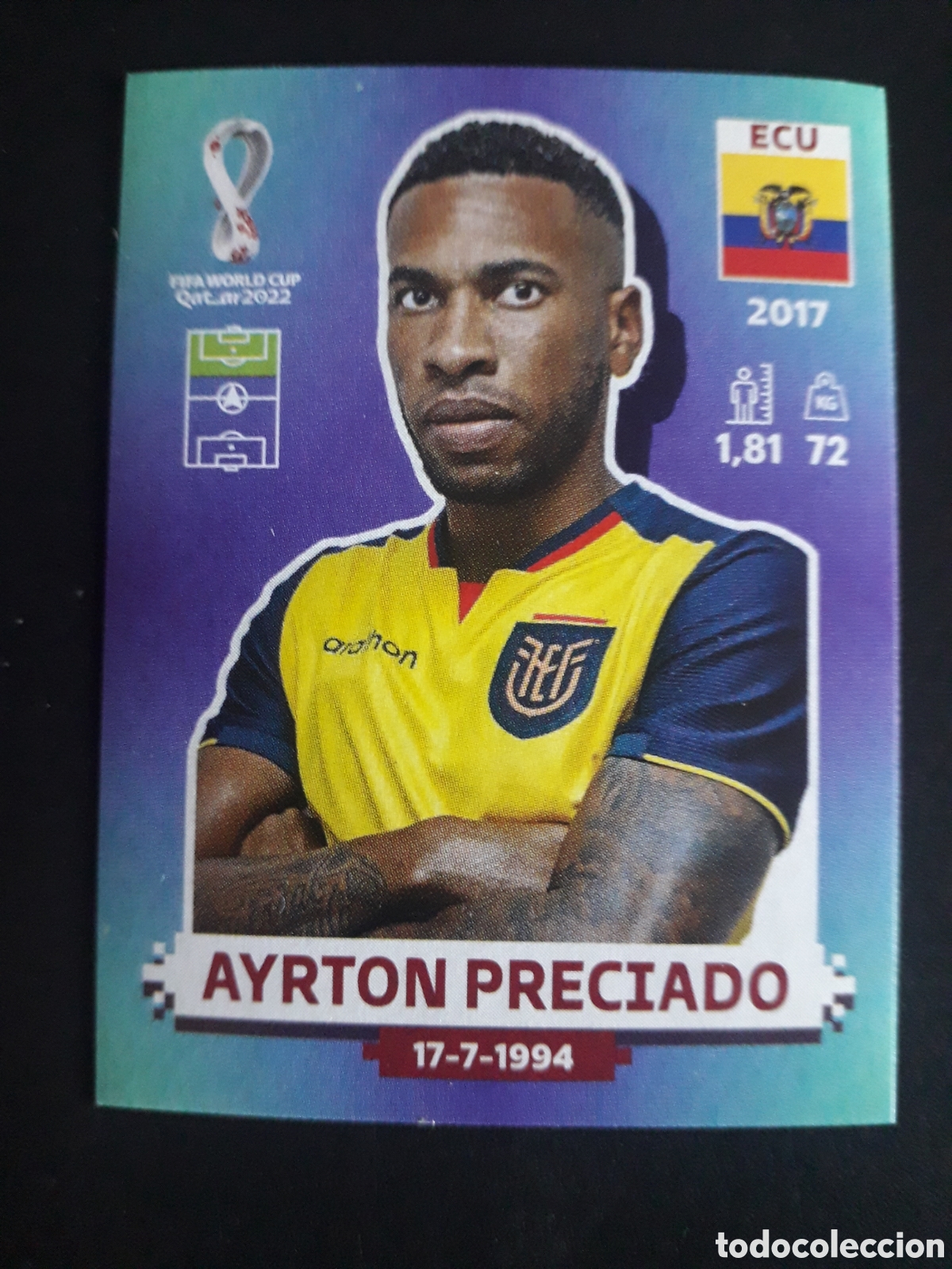 Cromos de f&uacute;tbol: AYRTON PRECIADO ECUADOR N&deg; 19 COPA MUNDIAL DE F&Uacute;TBOL QATAR 2022 22 PANINI SIN PEGAR PEDIDO M&Iacute;NIMO 3&euro;