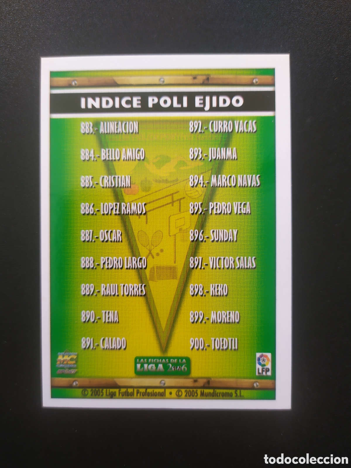 Cromos de Futebol: Mundicromo fichas Liga 2005 2006 05 06 indice n&deg; 883 Poli Ejido