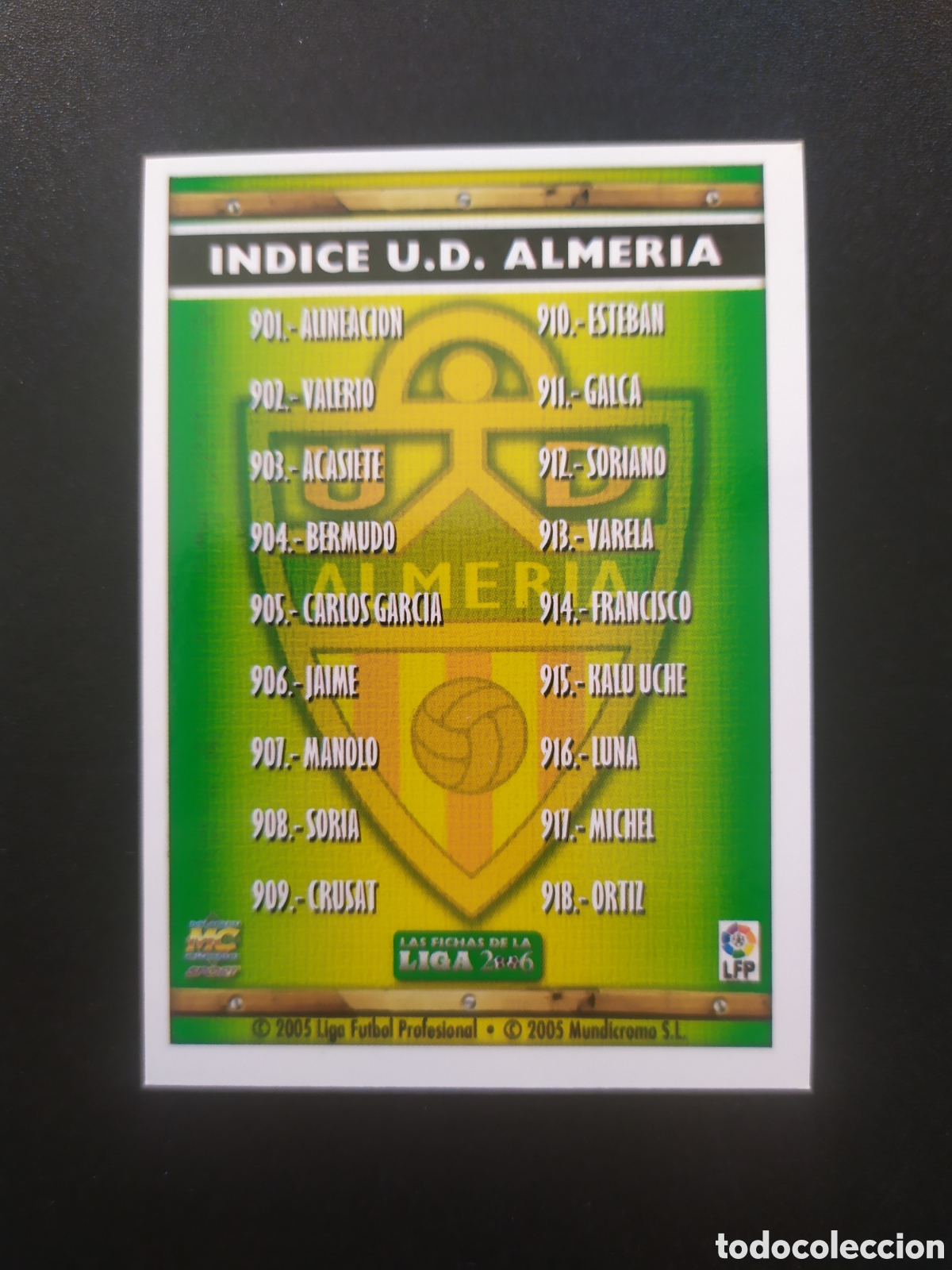 Cartes &agrave; collectionner de Football: Mundicromo fichas Liga 2005 2006 05 06 indice n&deg; 901 Almer&iacute;a
