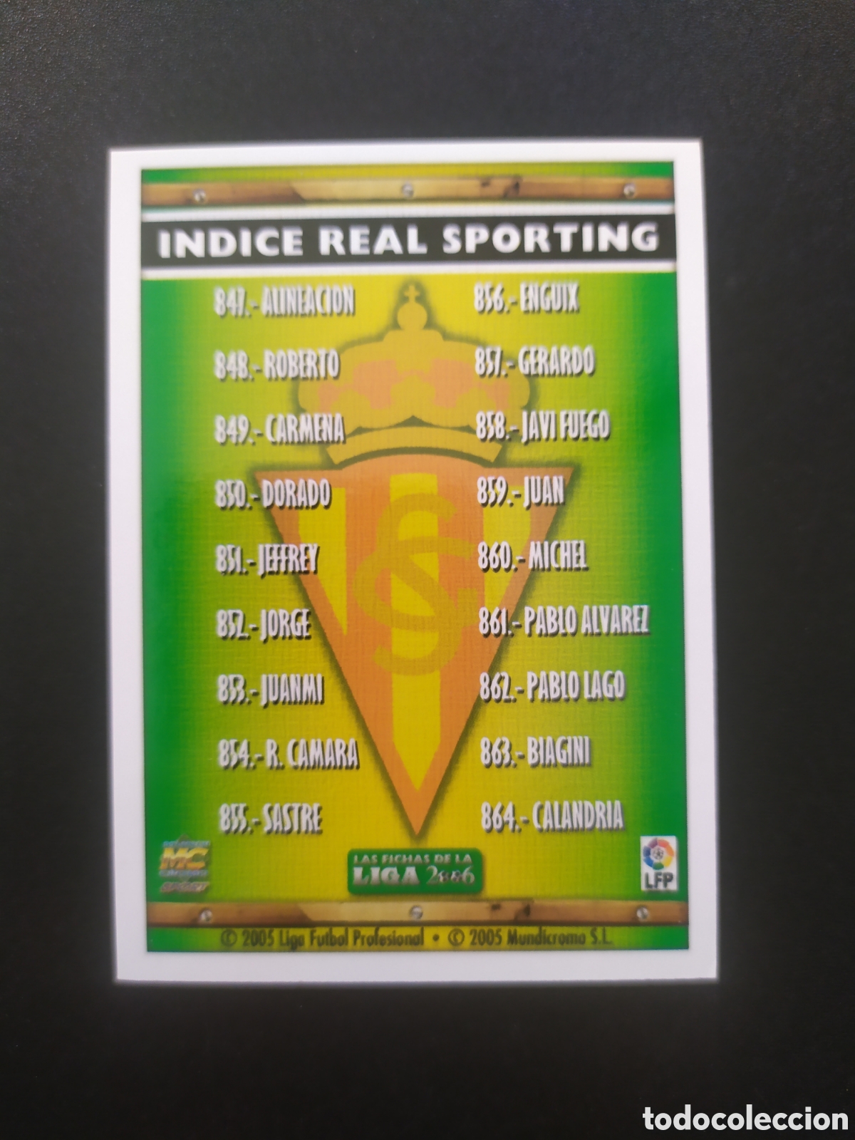 Cartes &agrave; collectionner de Football: Mundicromo fichas Liga 2005 2006 05 06 indice n&deg; 847 Sporting Gij&oacute;n