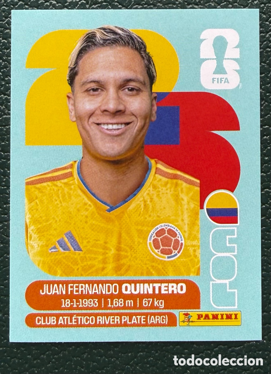 Cartes &agrave; collectionner de Football: COL 15 JUAN FERNANDO QUINTERO COLOMBIA CROMOS ALBUM FIFA WORLD CUP MUNDIAL 2026 PANINI