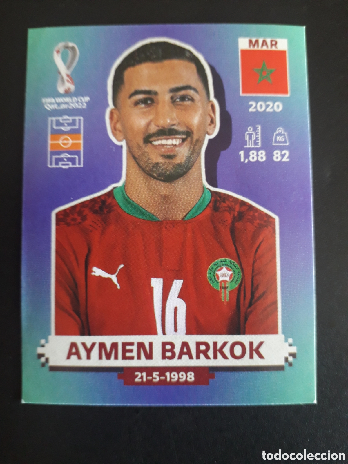 Cromos de f&uacute;tbol: AYMEN BARKOK MARRUECOS N&deg; 12 COPA MUNDIAL DE F&Uacute;TBOL QATAR 2022 22 PANINI SIN PEGAR PEDIDO M&Iacute;NIMO 3&euro;.