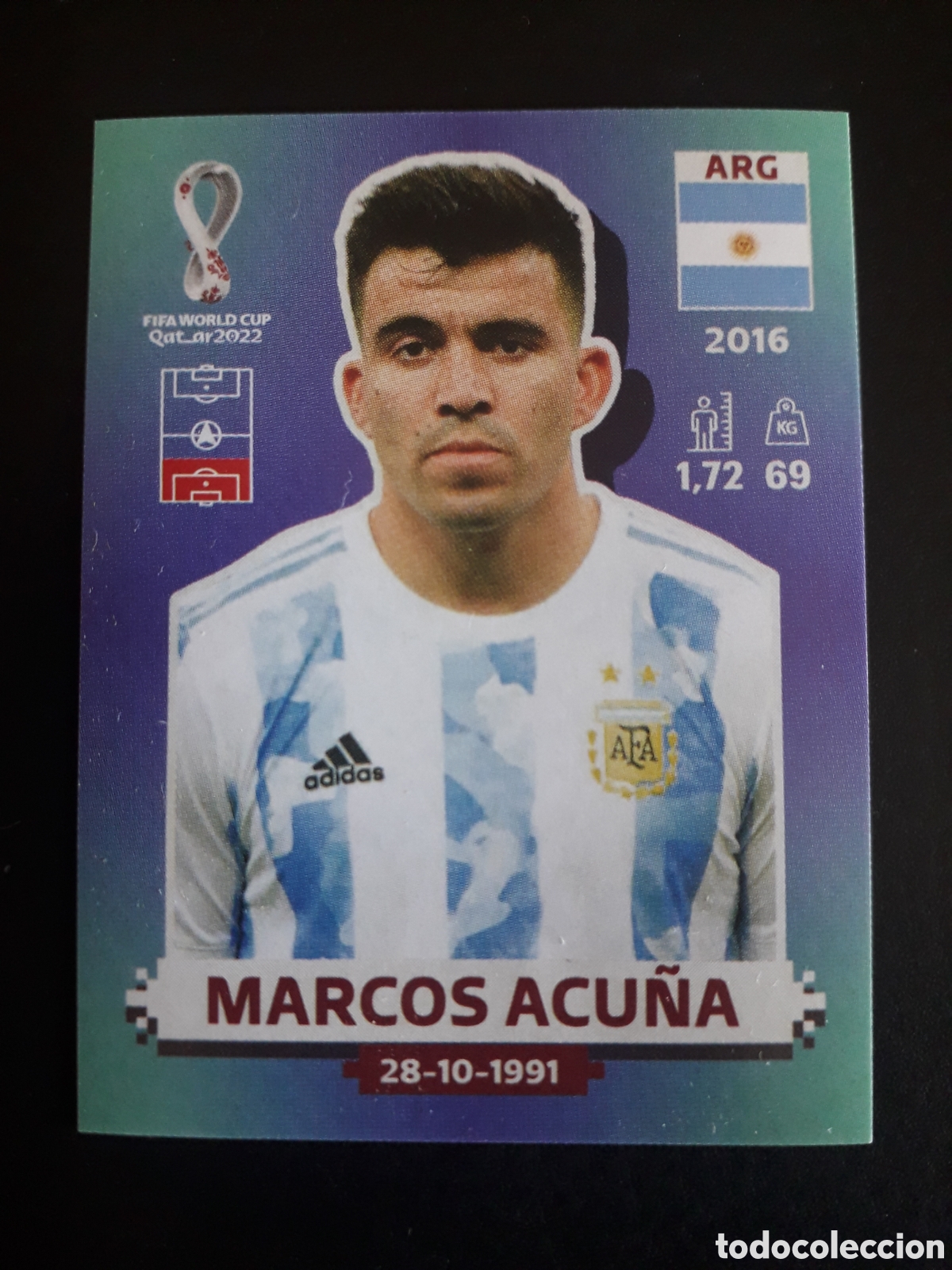Cromos de f&uacute;tbol: MARCOS ACU&Ntilde;A ARGENTINA N&deg; 5 COPA MUNDIAL DE F&Uacute;TBOL QATAR 2022 22 PANINI SIN PEGAR PEDIDO M&Iacute;NIMO 3&euro;