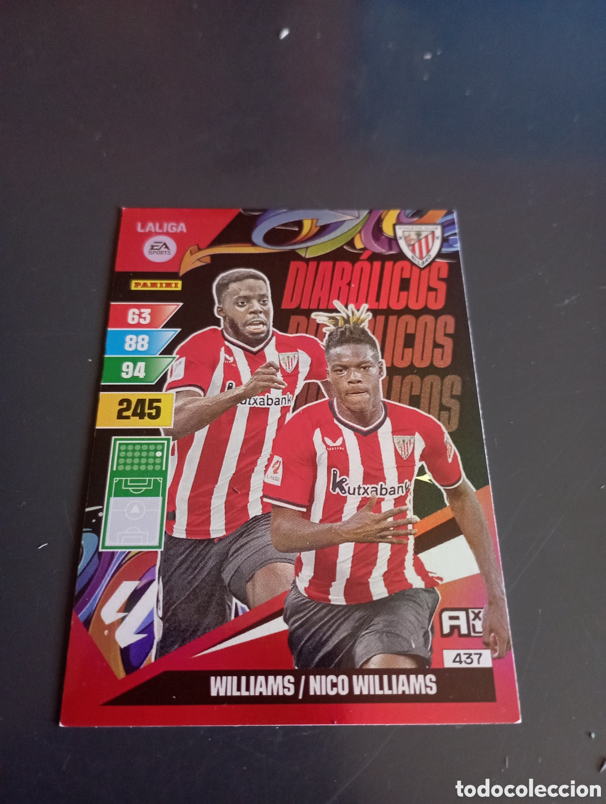 Cromos de f&uacute;tbol: Diab&oacute;licos Williams/Nico Williams adrenalyn XL 2023 24