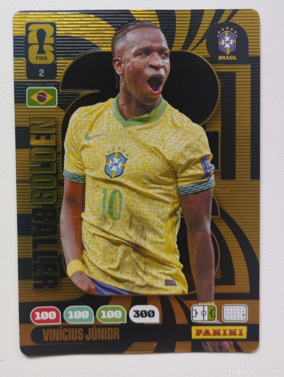 Cartes &agrave; collectionner de Football: CROMO CARD ADRENALYN MUNDIAL WORLD CUP 2026 GOLDEN BALLER BALON DE ORO 2 VINI VINICIUS JR BRASIL