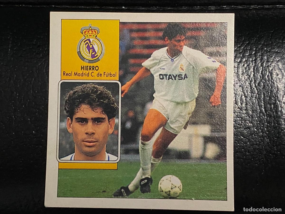 Football Stickers: Cromo f&uacute;tbol Hierro (Real Madrid), perfecto estado. Liga 92-93, Ediciones Este.