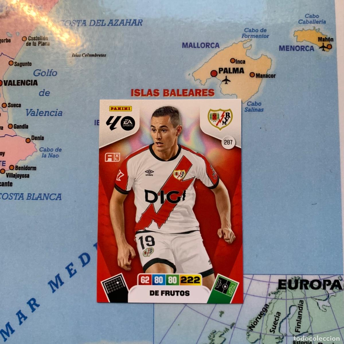 Cromos de f&uacute;tbol: De Frutos n&uacute;mero 287 del Rayo Vallecano cromo adrenalyn XL 25-26 2025-2026