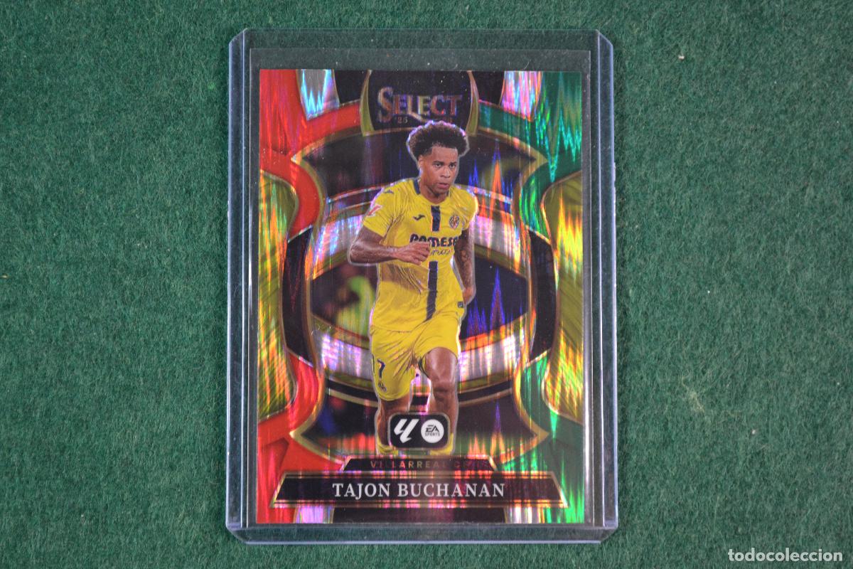 Cromos de f&uacute;tbol: PANINI SELECT LA LIGA 2025-26 - 22 TAJON BUCHANAN (VILLARREAL CF) PARALELA RED & GREEN FLASH
