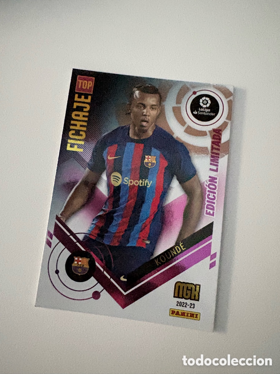 Cromos de f&uacute;tbol: EDICI&Oacute;N LIMITADA Fichaje TOP: KOUND&Eacute; (FC Barcelona) PANINI MGK La Liga 2022-23