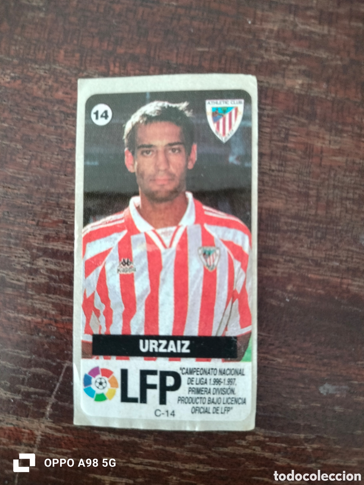 Cromos de f&uacute;tbol: Cromo pegatina 14 chicle LFP Urzaiz Athletic Club de Bilbao