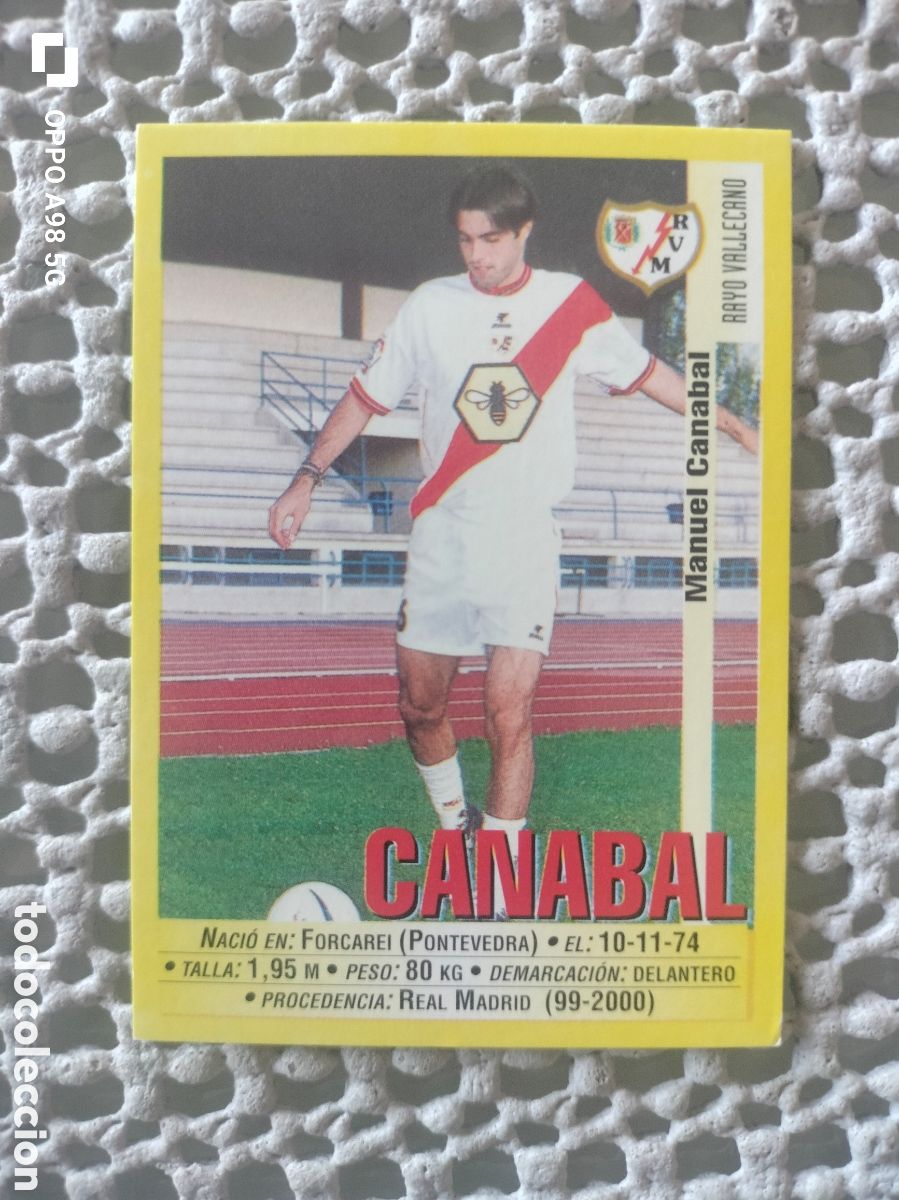 Football Stickers: Cromo 357a 357 a Canabal Rayo Vallecano Panini liga temporada 99 00 1999 2000