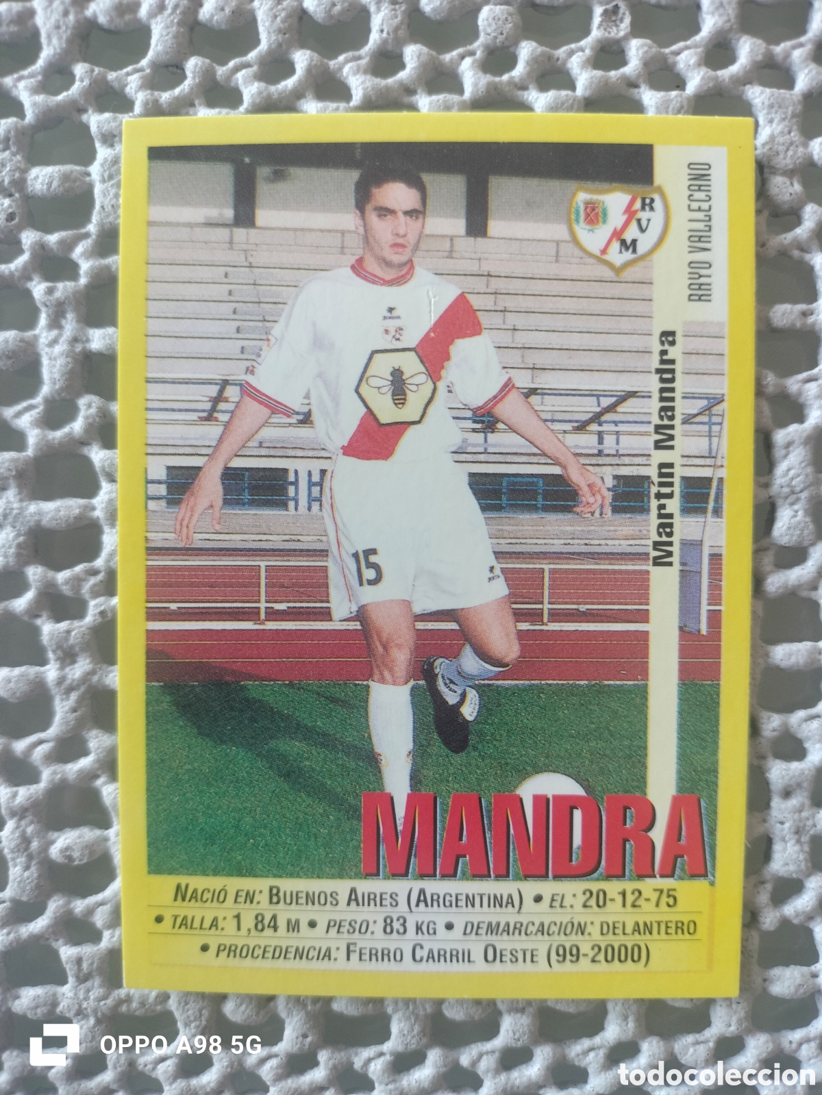 Football Stickers: Cromo 358a 358 a Mandra Rayo Vallecano Panini liga temporada 99 00 1999 2000