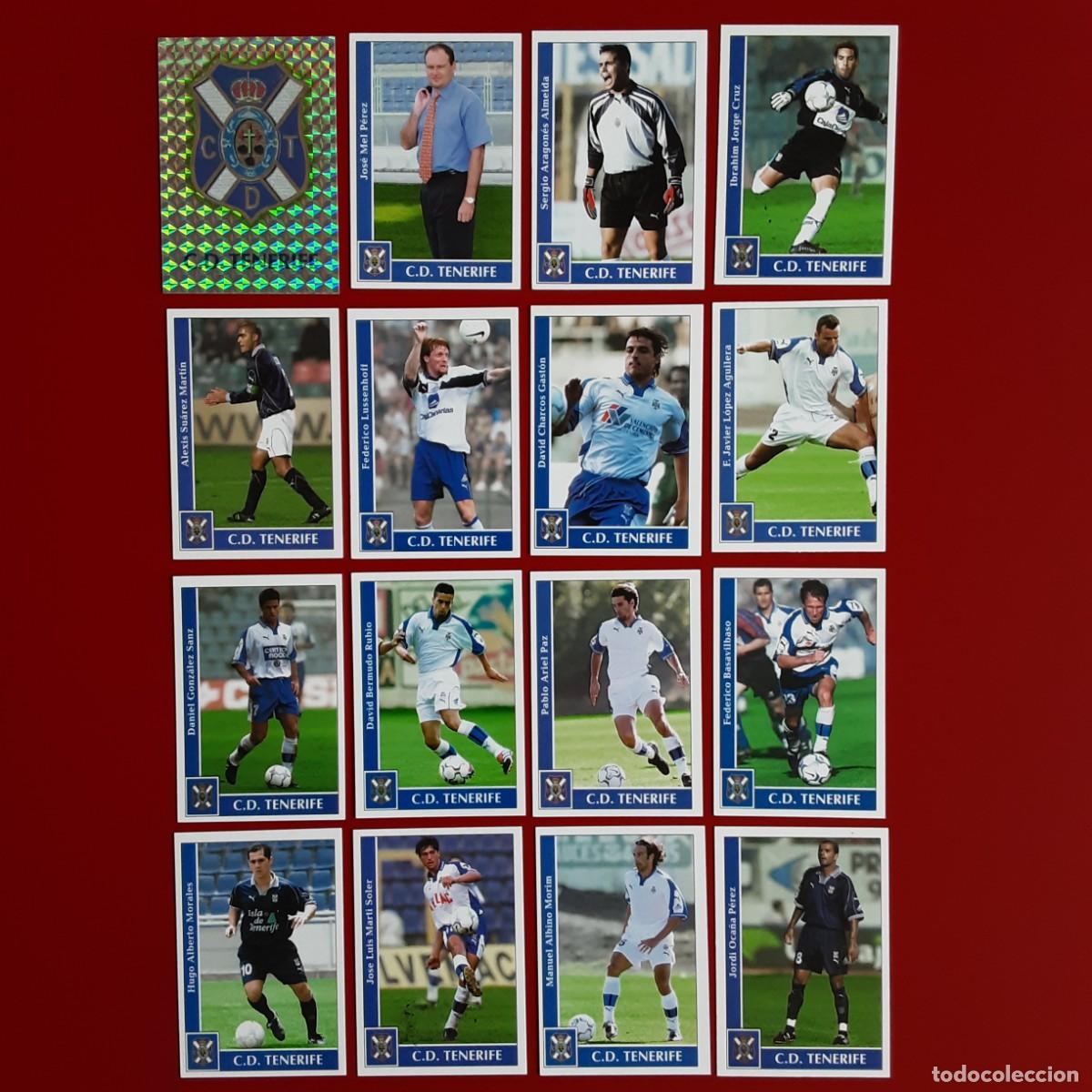 Cromos de f&uacute;tbol: EQUIPO COMPLETO TENERIFE LIGA TEMPORADA 2001 2002 + TOP LIGA 2002 MUNDICROMO SPORT MC
