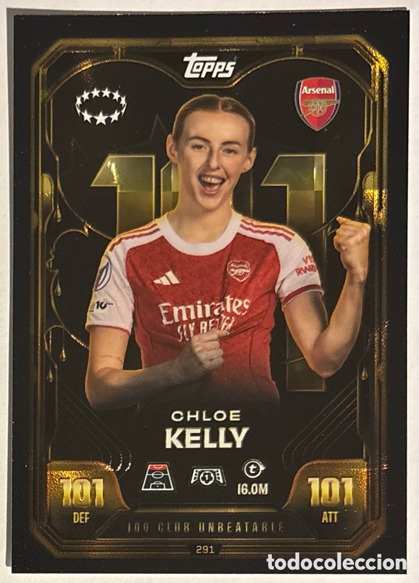 Cromos de f&uacute;tbol: CHLOE KELLY (ARSENAL FC). CARTA 100 CLUB LEGEND TOPPS MATCH ATTAX 2025/26.