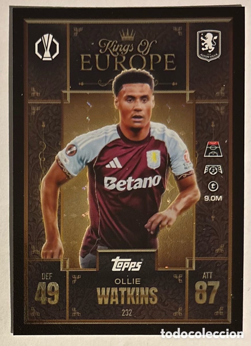 Cromos de f&uacute;tbol: OLLIE WATKINS (ASTON VILLA). CARTA KINGS OF EUROPE TOPPS MATCH ATTAX 2025/26.