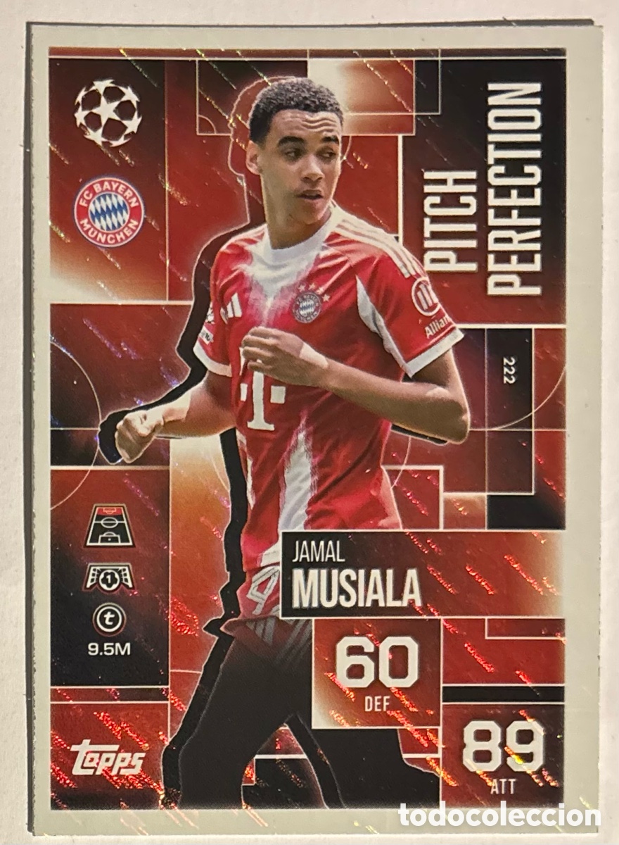 Cromos de f&uacute;tbol: JAMAL MUSIALA (BAYERN M&Uacute;NICH). CARTA PITCH PERFECTION TOPPS MATCH ATTAX 2025/26.