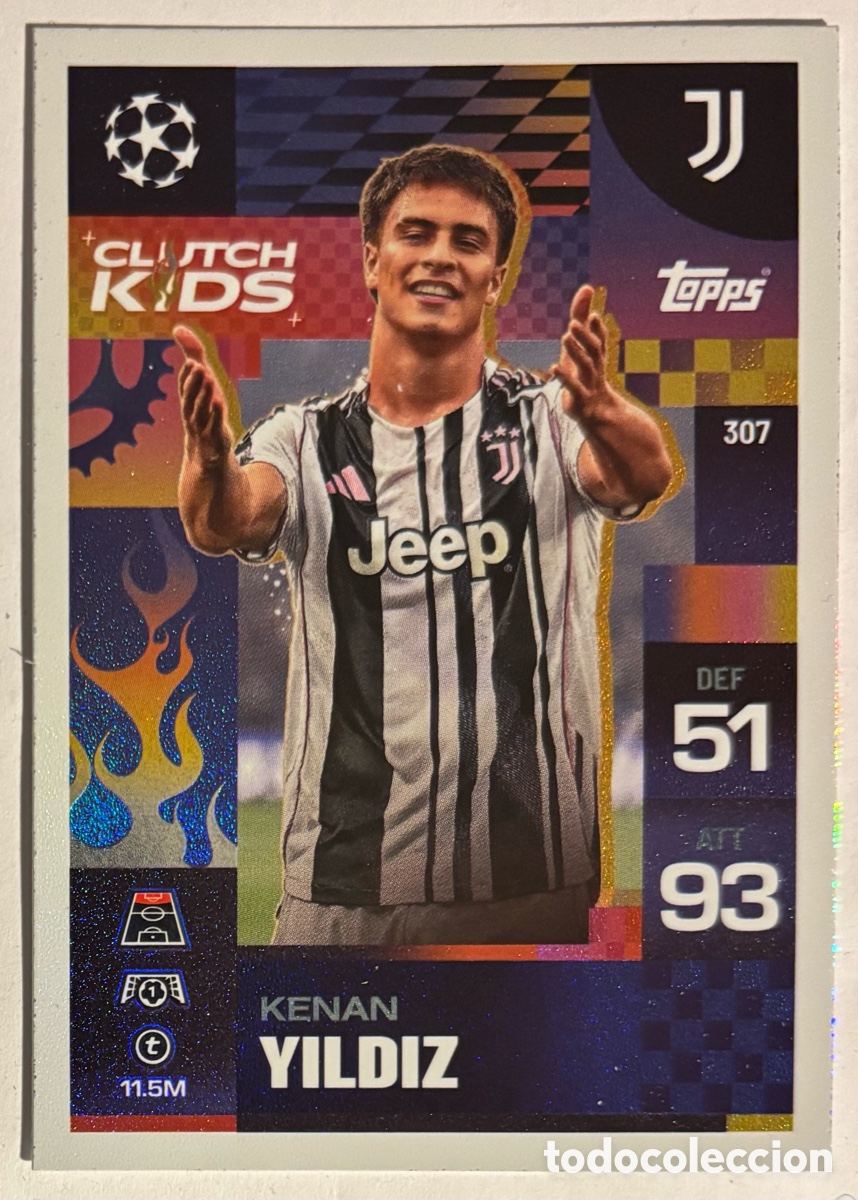 Cromos de f&uacute;tbol: KENAN YILDIZ (JUVENTUS TUR&Iacute;N). CARTA CLUTCH KIDS TOPPS MATCH ATTAX 2025/26.