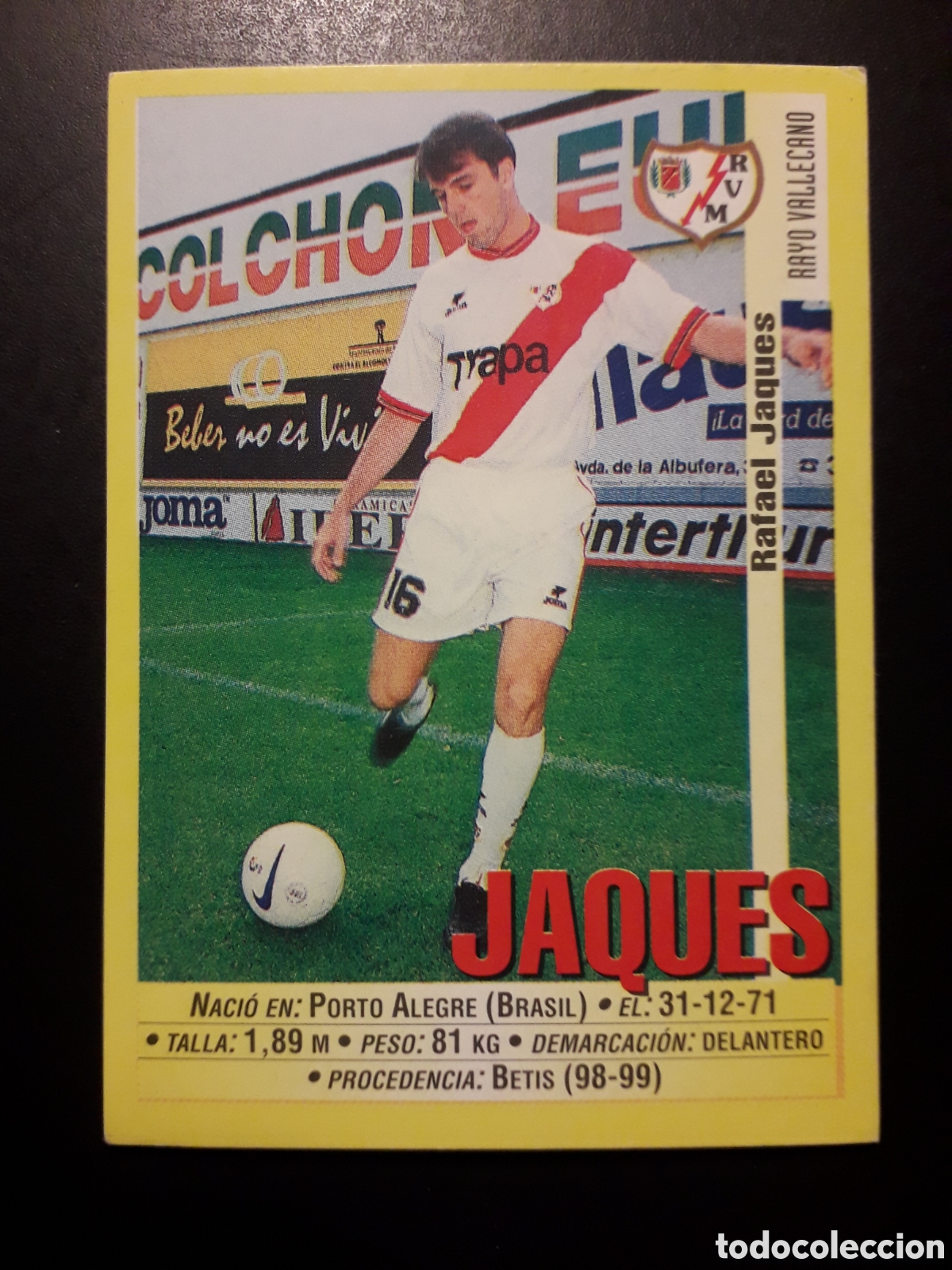 Cromos de f&uacute;tbol: JAQUES RAYO VALLECANO, BAJA N&deg; 359 PANINI 99 00 1999 2000. SIN PEGAR. FOTOS. PEDIDO M&Iacute;NIMO 3&euro;