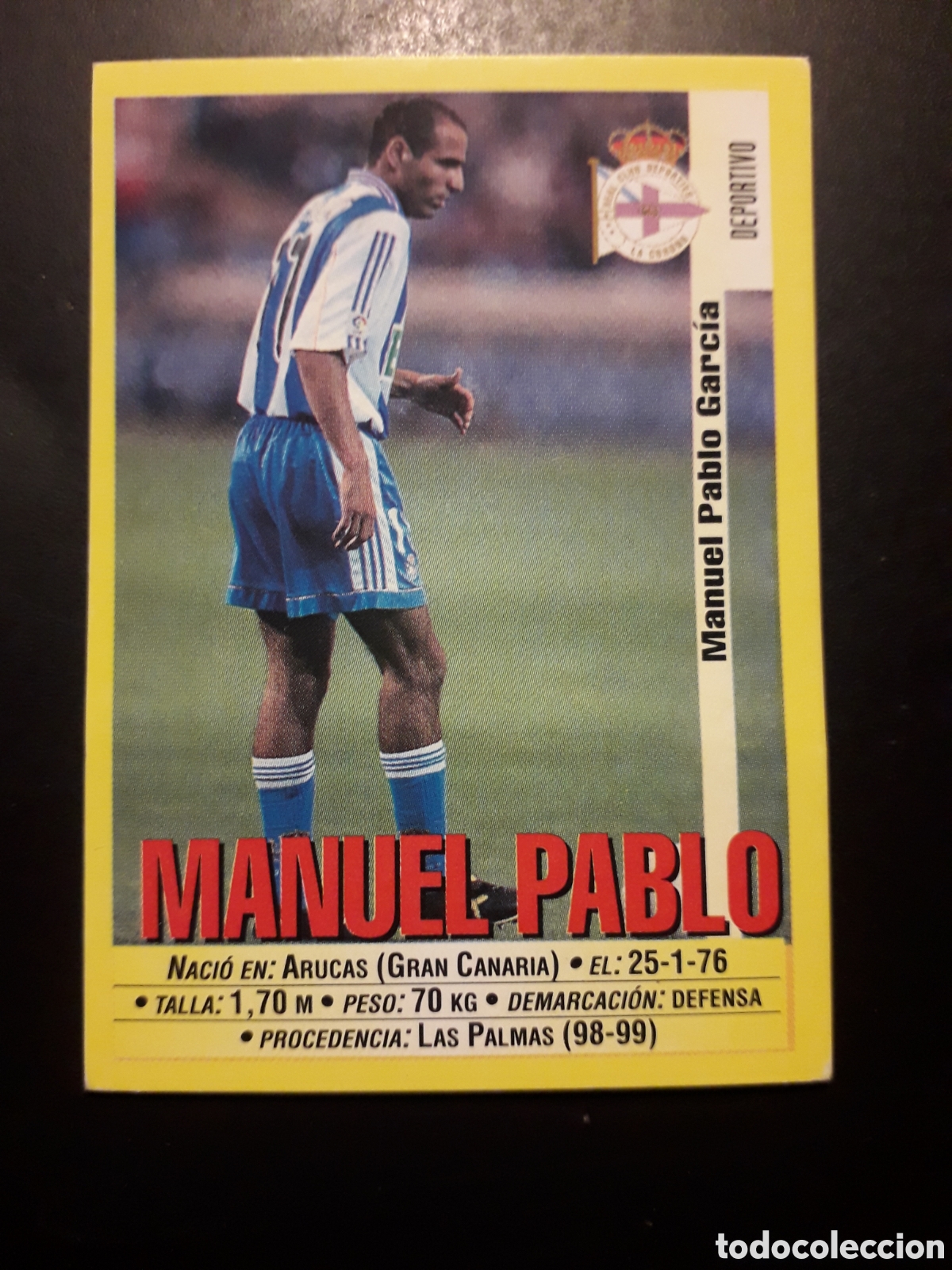 Cromos de f&uacute;tbol: MANUEL PABLO DEPORTIVO DE LA CORU&Ntilde;A N&deg; 98 PANINI 99 00 1999 2000. SIN PEGAR. FOTOS. PEDIDO M&Iacute;NIMO 3&euro;