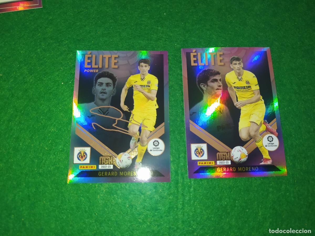 Cromos de f&uacute;tbol: GERARD MORENO VILLARREAL ELITE Y ELITE POWER N&ordm; 5 MGK 2022 2023