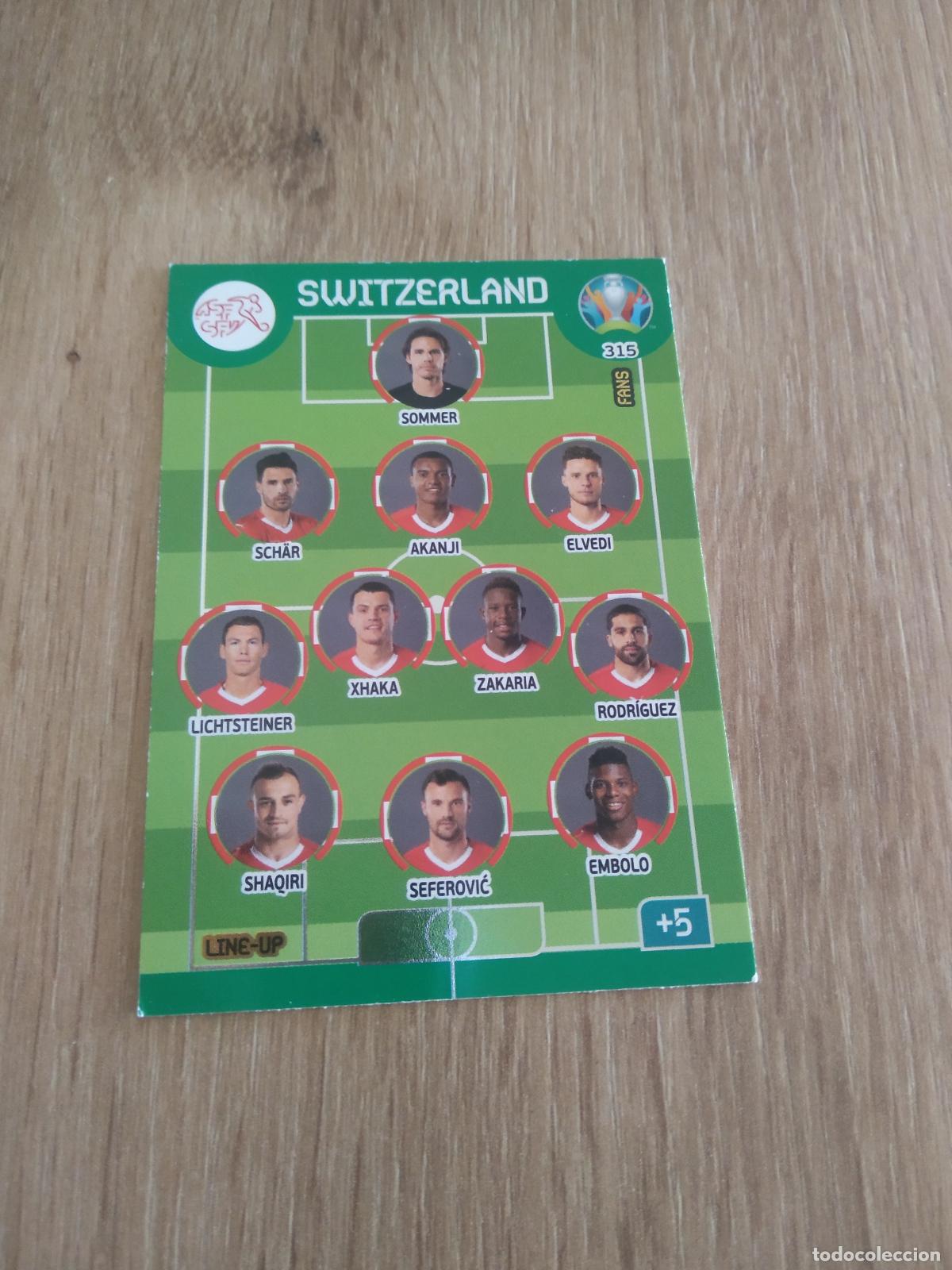 Cromos de f&uacute;tbol: 315 LINE-UP ALINEACION EQUIPO PLANTILLA SUIZA CROMO FUTBOL PANINI EURO 2020 ADRENALYN EUROCOPA