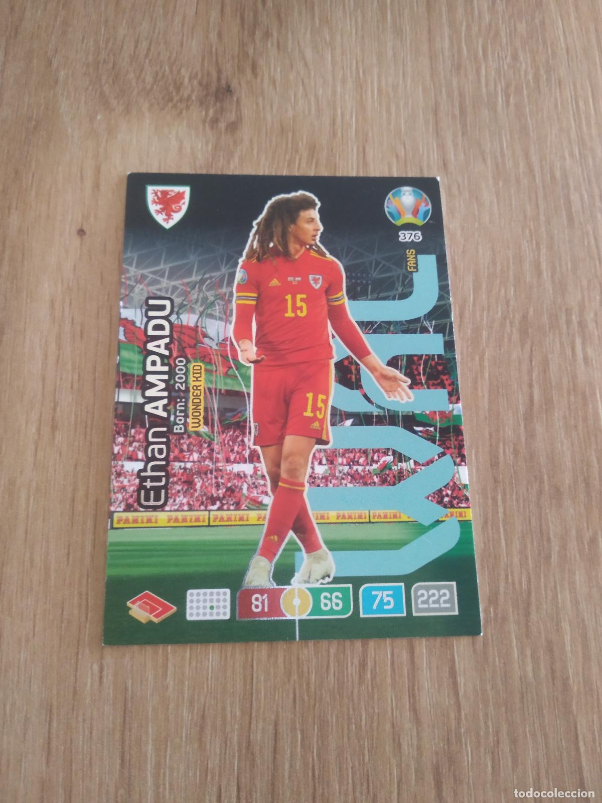 Football Stickers: 376 ETHAN AMPADU WALES GALES CROMO FUTBOL PANINI EURO 2020 ADRENALYN EUROCOPA