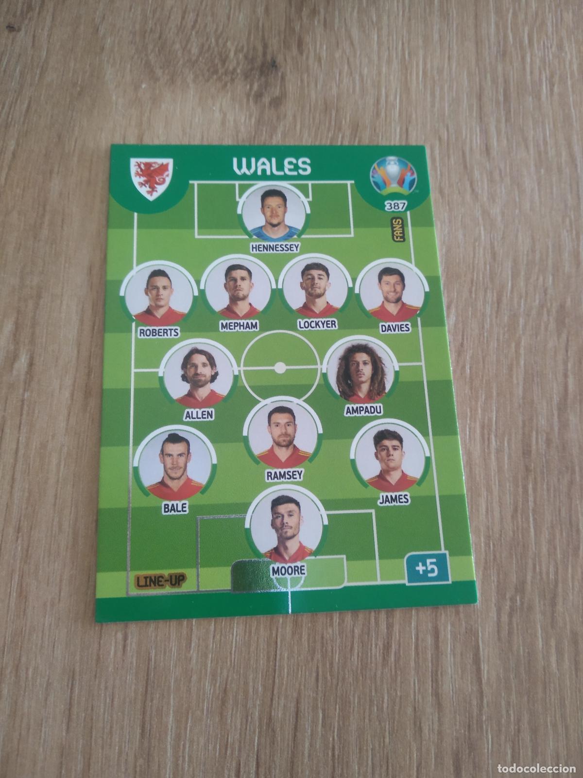 Cromos de Futebol: 387 EQUIPO PLANTILLA ALINEACION LINE-UP WALES GALES CROMO FUTBOL PANINI EURO 2020 ADRENALYN EUROCOPA