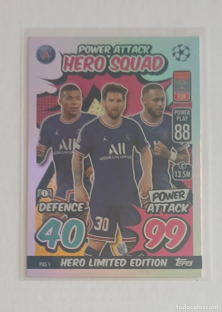Figurine di Calcio: CROMO PAS 1 MESSI PSG HERO SQUAD LIMITED EDITION TOPPS MATCH ATTAX 2021-2022. Nuevo.