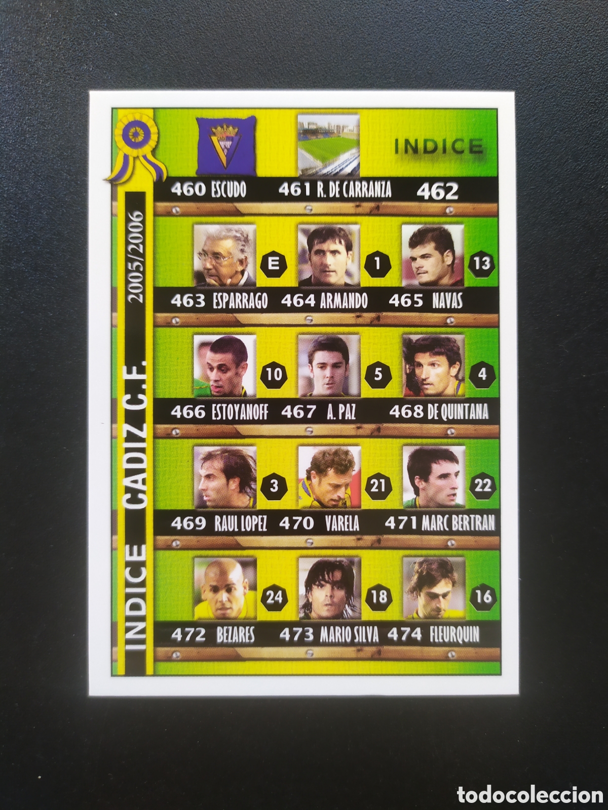 Cromos de Futebol: Mundicromo fichas Liga 2005 2006 05 06 indice n&deg; 462 C&aacute;diz