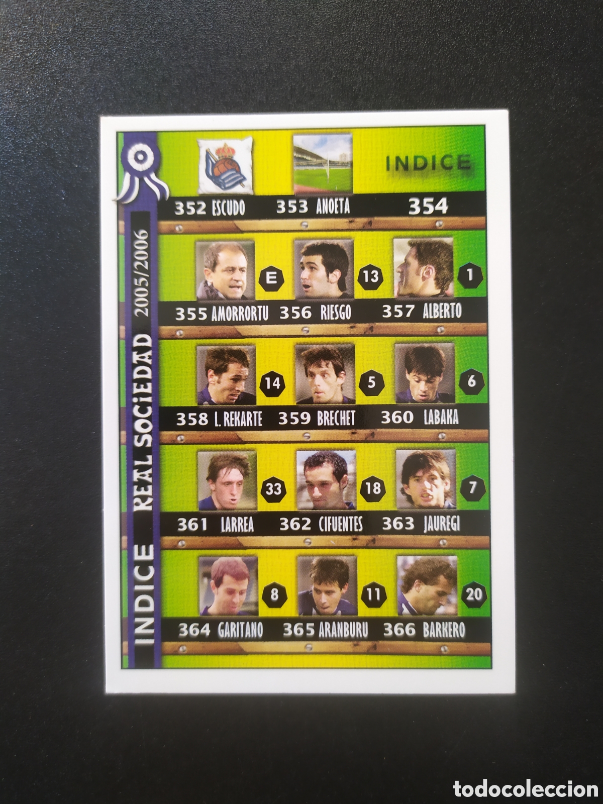 Cromos de f&uacute;tbol: Mundicromo fichas Liga 2005 2006 05 06 indice n&deg; 354 Real Sociedad