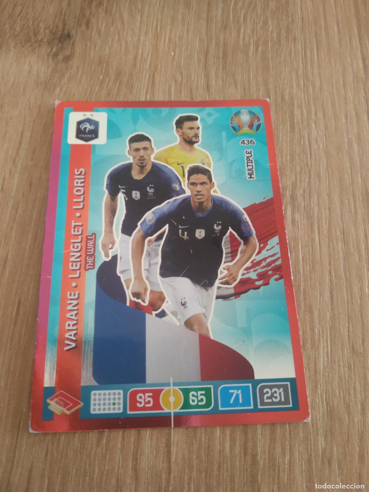 Cromos de f&uacute;tbol: 436 VARANE LENGLET HUGO LLORIS FRANCIA CROMO FUTBOL PANINI EURO 2020 ADRENALYN EUROCOPA