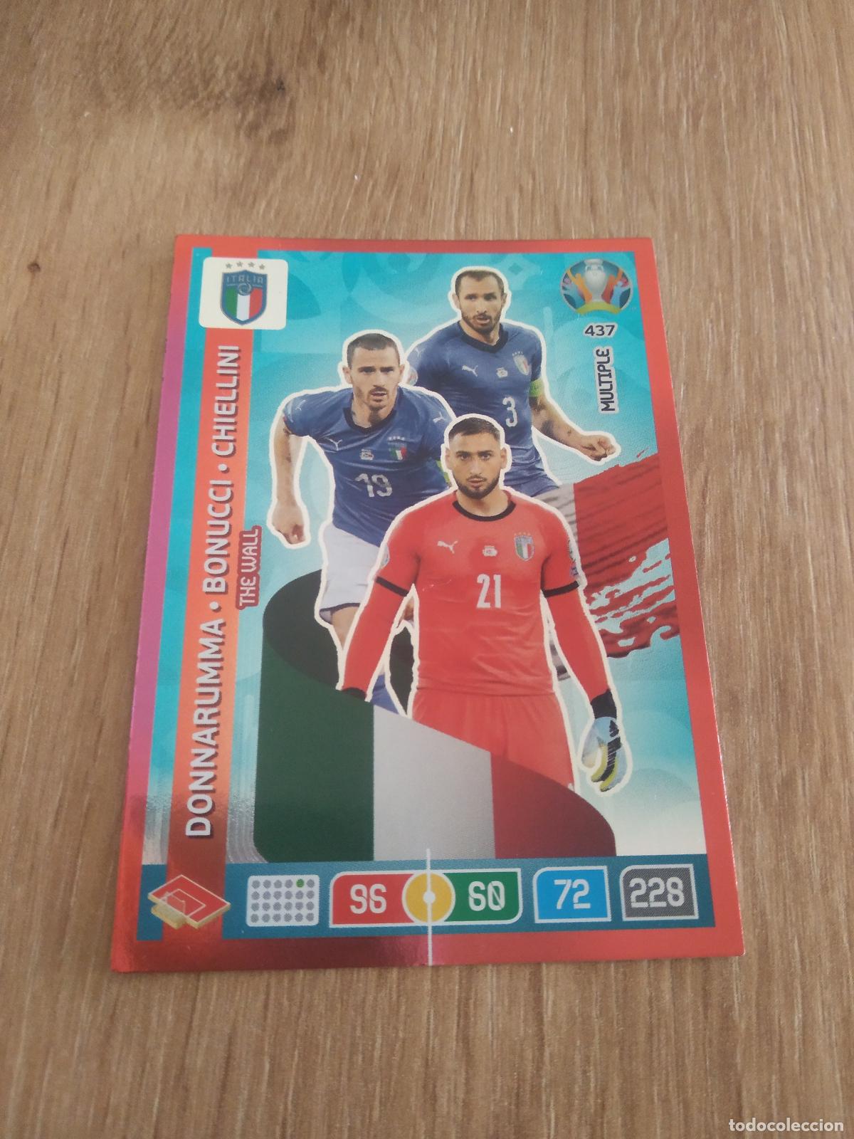 Cromos de f&uacute;tbol: 437 DONNARUMMA BONUCCI CHIELLINI ITALIA CROMO FUTBOL PANINI EURO 2020 ADRENALYN EUROCOPA